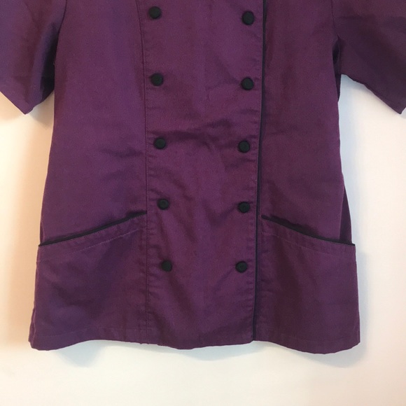 Women’s Tailored Button Down Purple Chef Coat with Black Piping. NWOT. - Picture 7 of 8